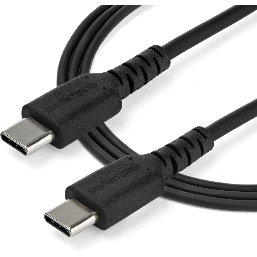 StarTech.com 1m USB C Charging Cable - Durable Fast Charge & Sync USB 2.0 Type C to C Charger Cord - TPE Jacket Aramid Fiber M/M 60W Black RUSB2CC1MB