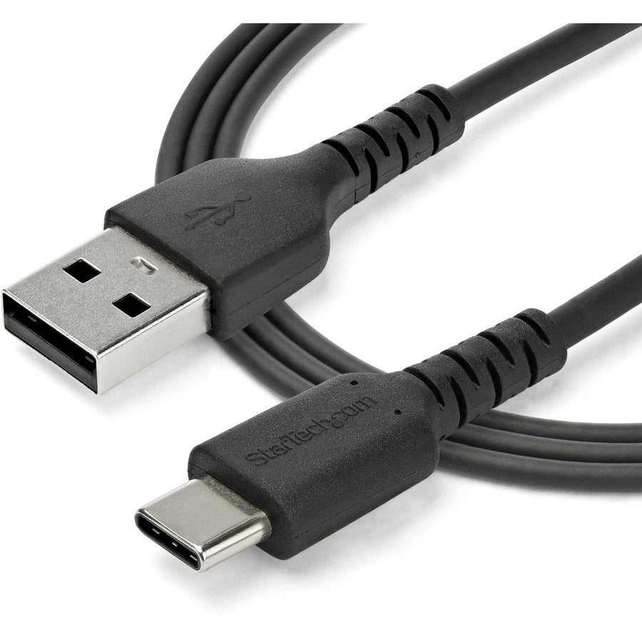 StarTech.com 1m USB A to USB C Charging Cable - Durable Fast Charge & Sync USB 2.0 to USB Type C Data Cord - Aramid Fiber M/M 3A Black RUSB2AC1MB