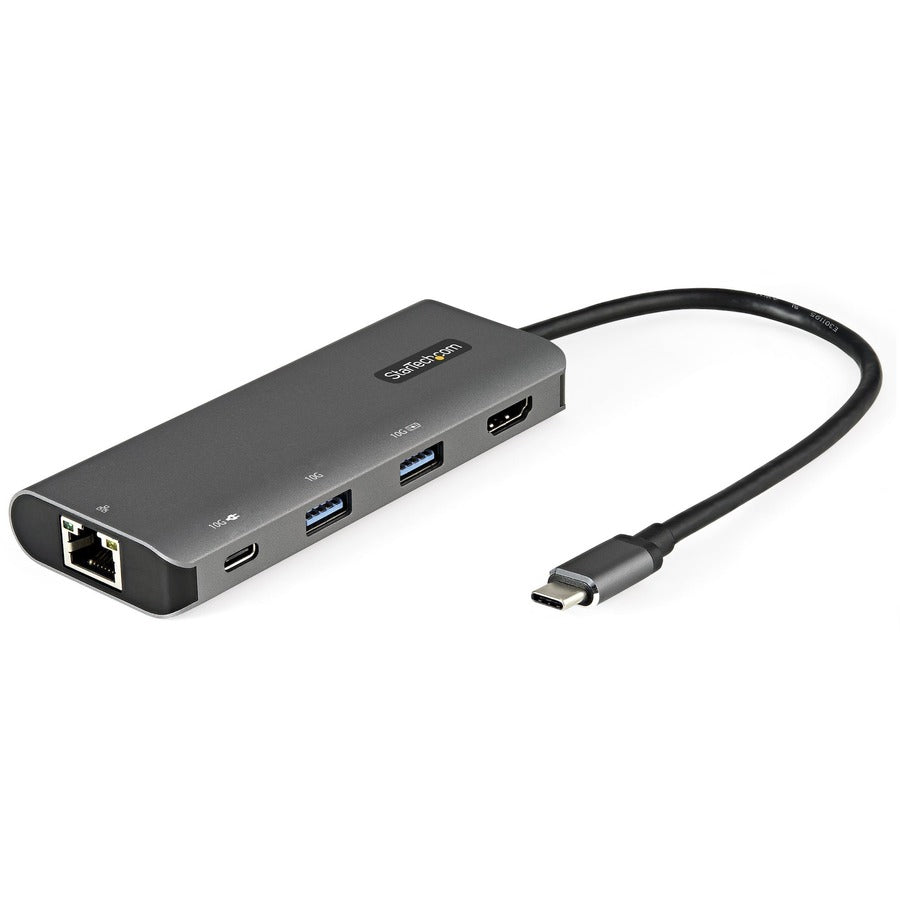 StarTech.com Adaptateur multiport USB C - Mini station d'accueil USB 3.1 Gen 2 Type-C 10 Gbit/s - HDMI 4K 30 Hz - Passthrough PD 100 W - 3 x USB/GbE - Câble 10" DKT31CHPDL