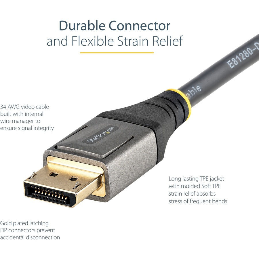 StarTech.com Câble DisplayPort 1.4 certifié VESA de 3 m, 8K 60 Hz HDR10, vidéo UHD 4K 120 Hz, cordon de moniteur DP vers DP, câble DP 1.4, M/M DP14VMM3M