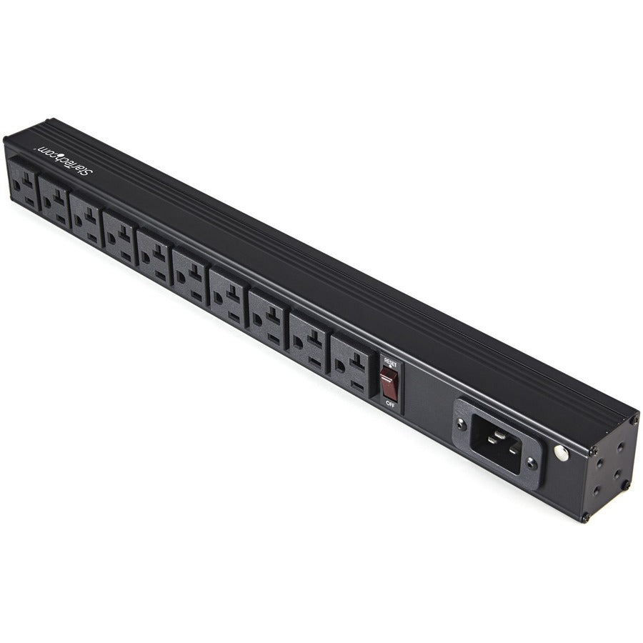 StarTech.com 10 Outlet Rack Mount Power Strip 125V/16 Amp, 1U Horizontal 19" Rackmount PDU, NEMA 5-20P Input, 10x NEMA 5-15/20R Outlets RKPW101920