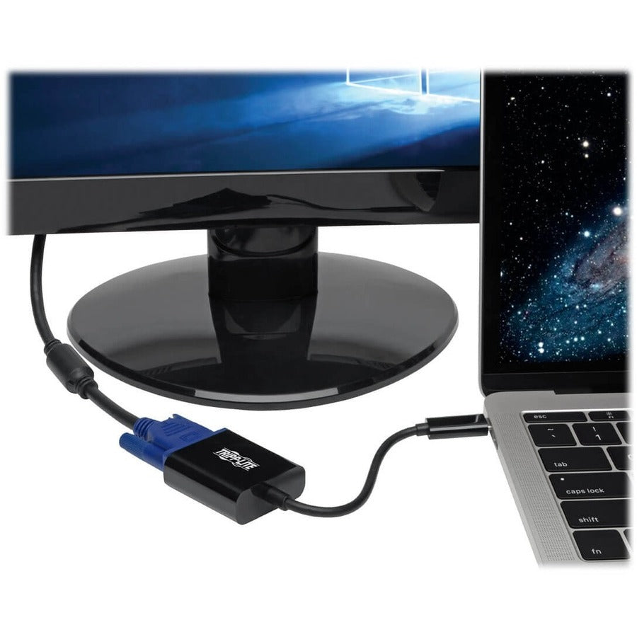 Tripp Lite USB-C to VGA Adapter, Thunderbolt 3 - M/F, USB 3.1, 1080p, Black U444-06N-VB-AM