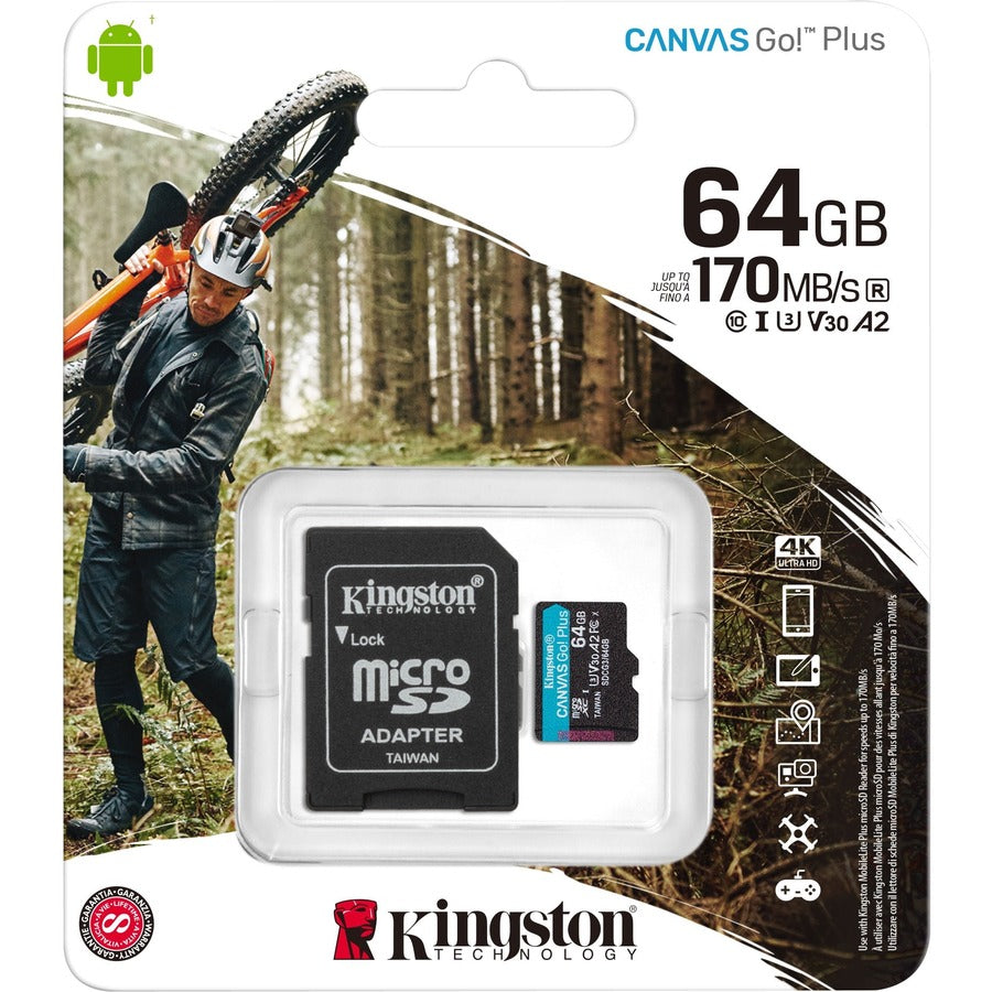 Kingston Canvas Go! Plus 64 GB Class 10/UHS-I (U3) V30 microSDXC SDCG3/64GBCR