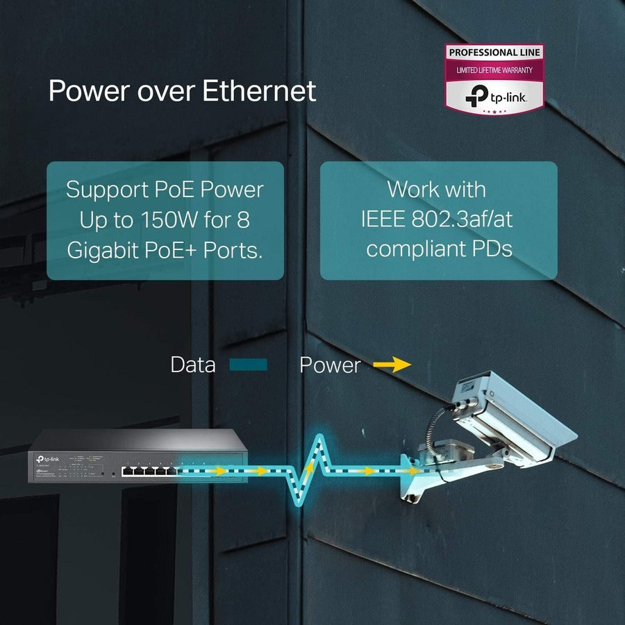 TP-Link JetStream  10-Port Gigabit Smart Switch with 8-Port PoE+ TL-SG2210MP