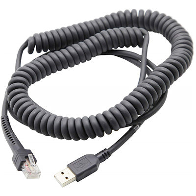 Zebra Cable - USB: Series A Connector, 15ft. (4.6m) Coiled CBA-U09-C15ZAR